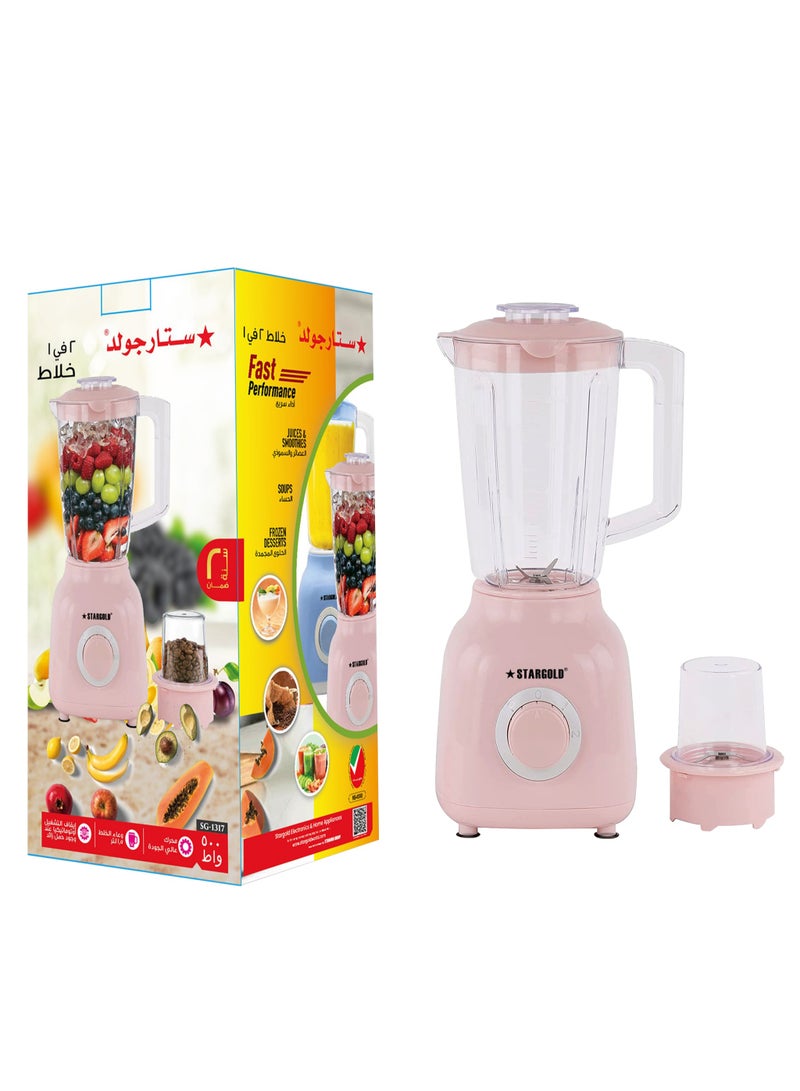 Electric Juicer Blender And Mixer 1.5 Liter  2 in 1 500W 2Speed Powerful Copper Motor