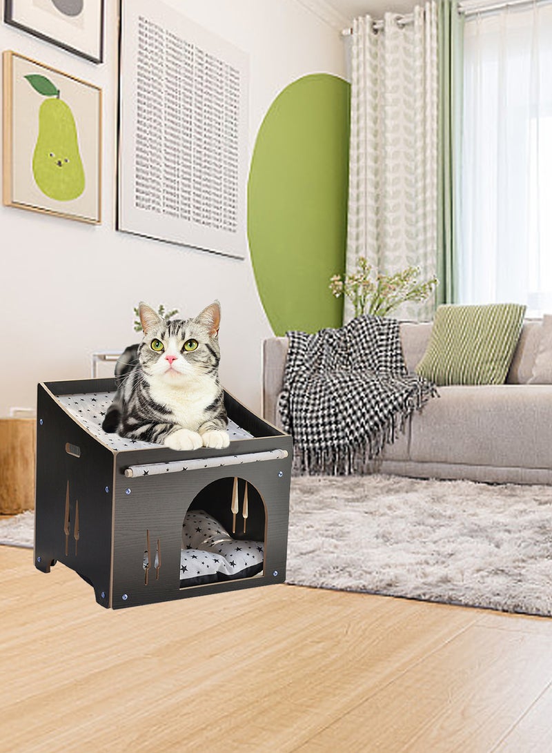 Wooden Pet House Cat Nest Universal Enclosed Cat House Hidden Cat Cave Cat Cage Cat Climbing Frame Cat Box Cabinet Cat Hideaway Wood Cabinet Indoor Pet House