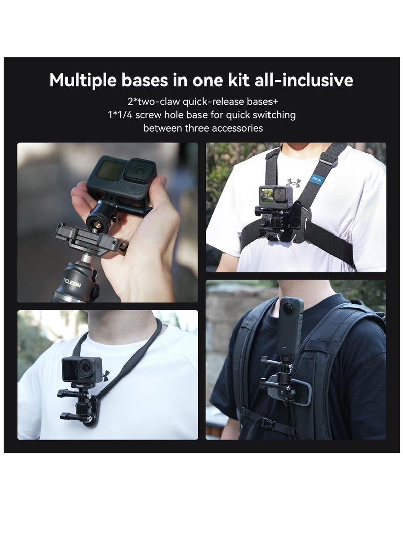 Mount Adapter Base for GoPro Accessories, Quick Release Magnetic Camera Tripod Mounts for Insta360 DJI Action Osmo Pocket Selfie Stick Backpack Head Chest Neck Bike Motorcycle Helmet Mounting