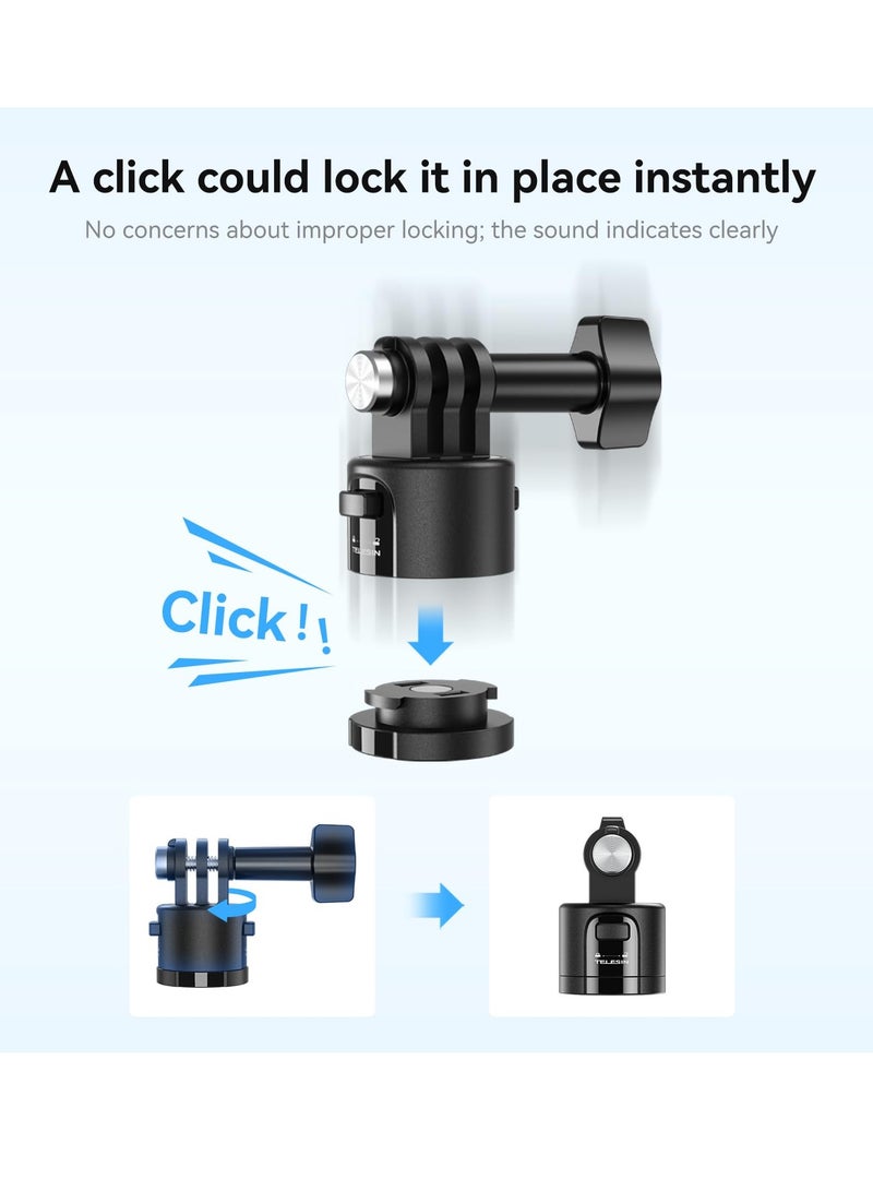 Mount Adapter Base for GoPro Accessories, Quick Release Magnetic Camera Tripod Mounts for Insta360 DJI Action Osmo Pocket Selfie Stick Backpack Head Chest Neck Bike Motorcycle Helmet Mounting