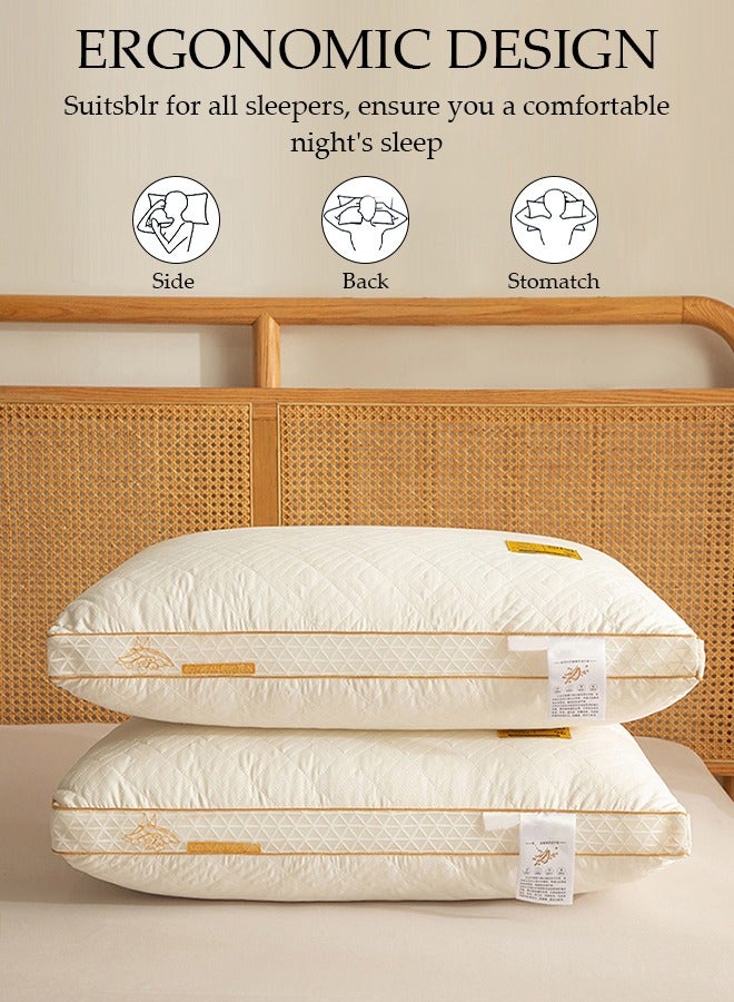 Sleeping Pillow Washable Soybean Fiber Pillow Thin Bed Pillows with Polyester Fiber Cover, Hypoallergenic Pillows for Side and Back Sleepers, Soft and Breathable