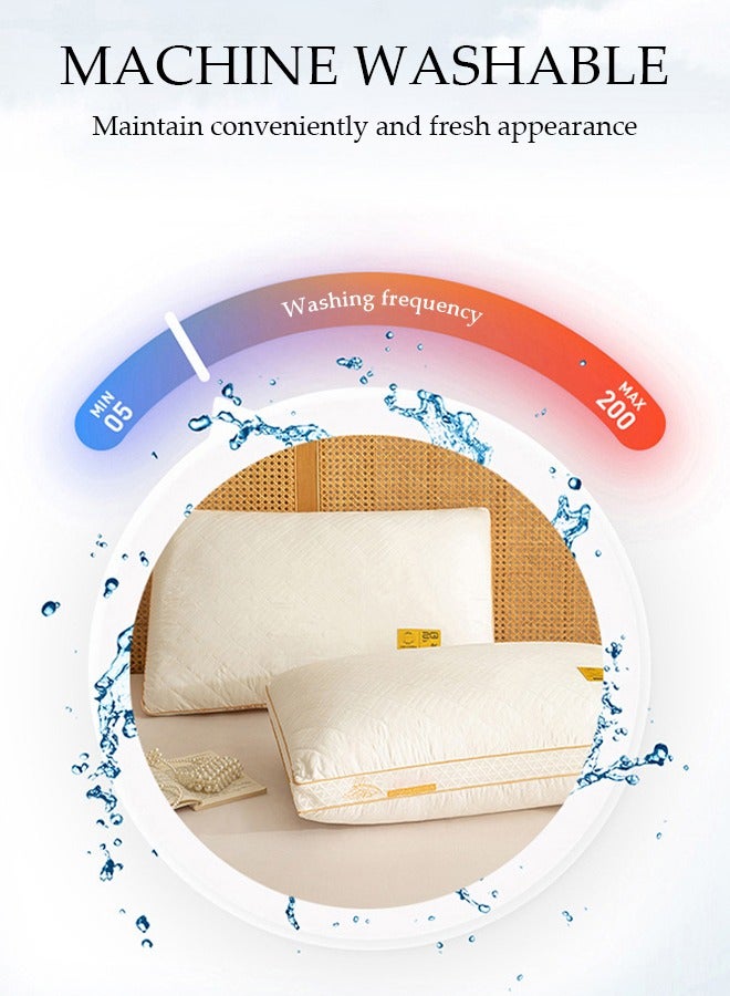 Sleeping Pillow Washable Soybean Fiber Pillow Thin Bed Pillows with Polyester Fiber Cover, Hypoallergenic Pillows for Side and Back Sleepers, Soft and Breathable