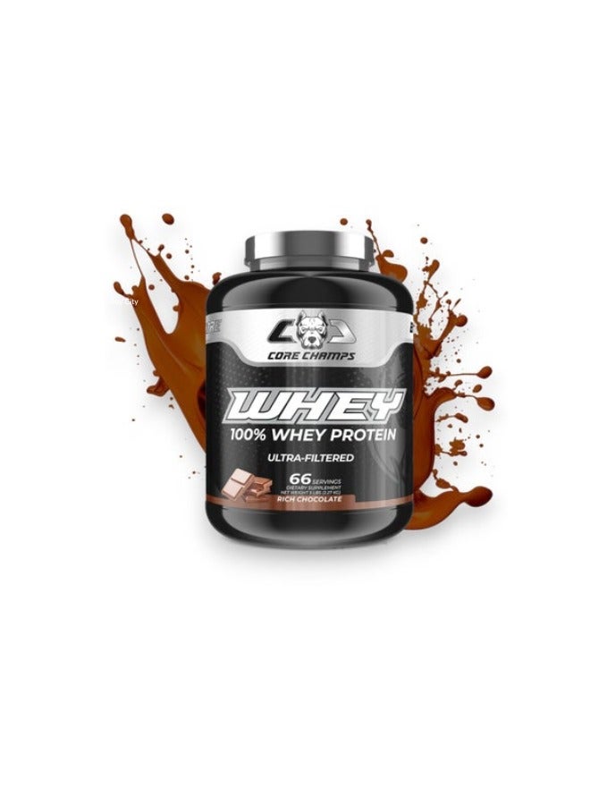 Whey, 100% Whey Protein Ultrafiltrated,  Rich Chocolate Flavour, 5 Lbs