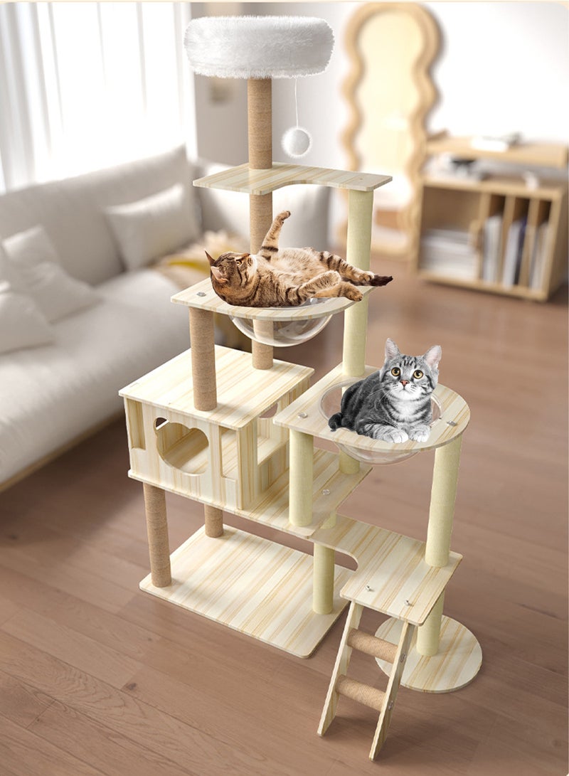 Wooden Pet Cat Climbing Frame Cat Tree Toy With Cat House Cat Jumping Platform Claw Scratching Post 60*40*165cm