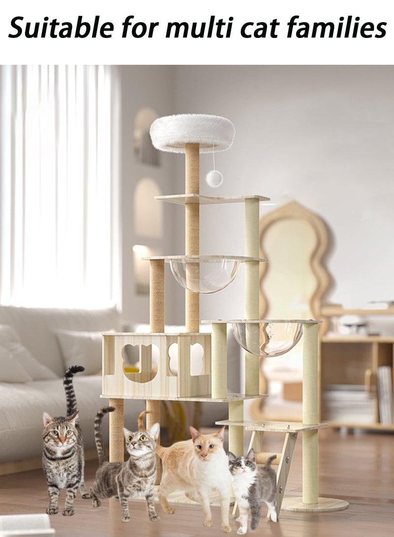 Wooden Pet Cat Climbing Frame Cat Tree Toy With Cat House Cat Jumping Platform Claw Scratching Post 60*40*165cm