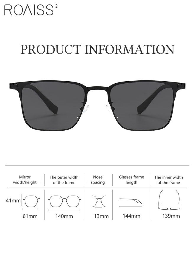 Men's Square Polarized Driving Sunglasses, UV400 Protection Sun Glasses, Fashion Anti-glare Sun Shades, Suitable for Men Golfing, Fishing, Traveling, Black, 61mm