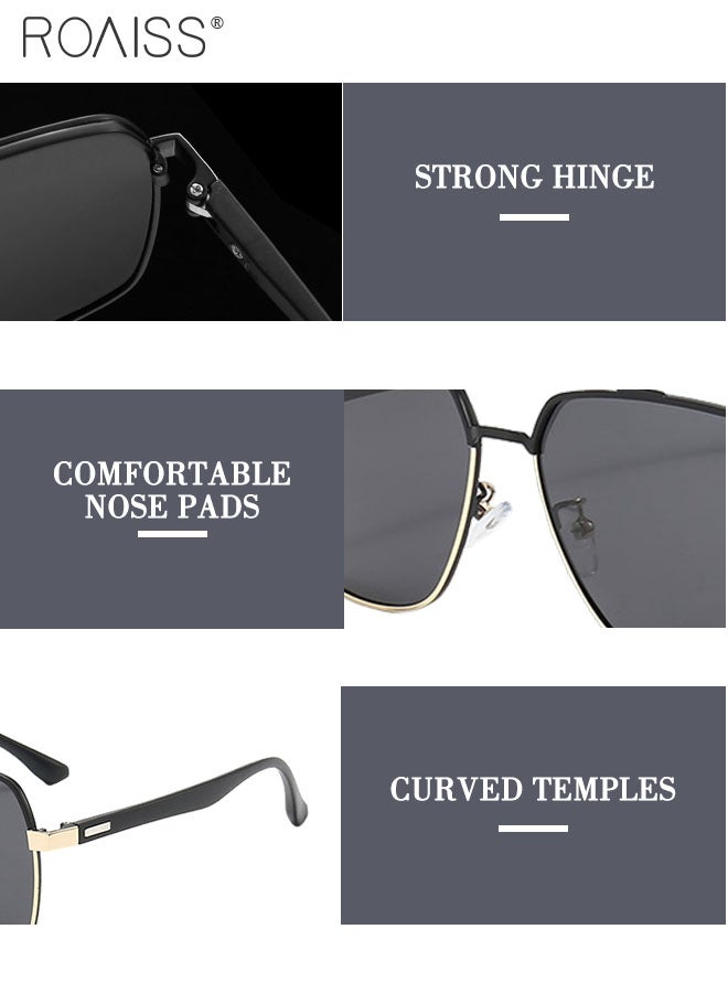 Men's Polarized Driving Aviator Sunglasses, UV400 Protection Sun Glasses, Fashion Anti-glare Sun Shades, Suitable for Men Golfing, Fishing, Traveling, 60mm