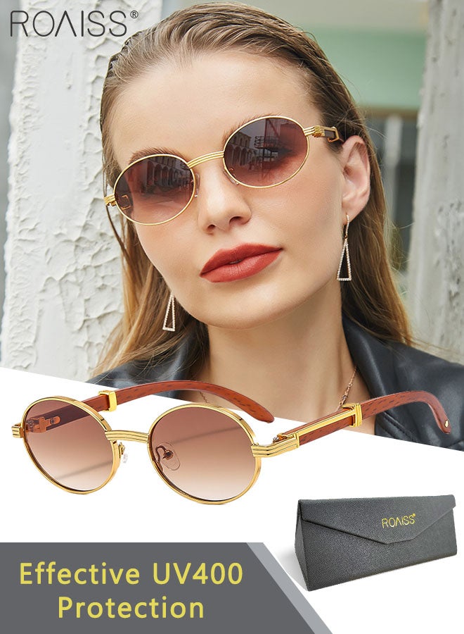 Oval Sunglasses for Men Women, UV400 Protection Sun Glasses, Fashion Sun Shades for Shopping Party Travel with Glasses Case, 53mm