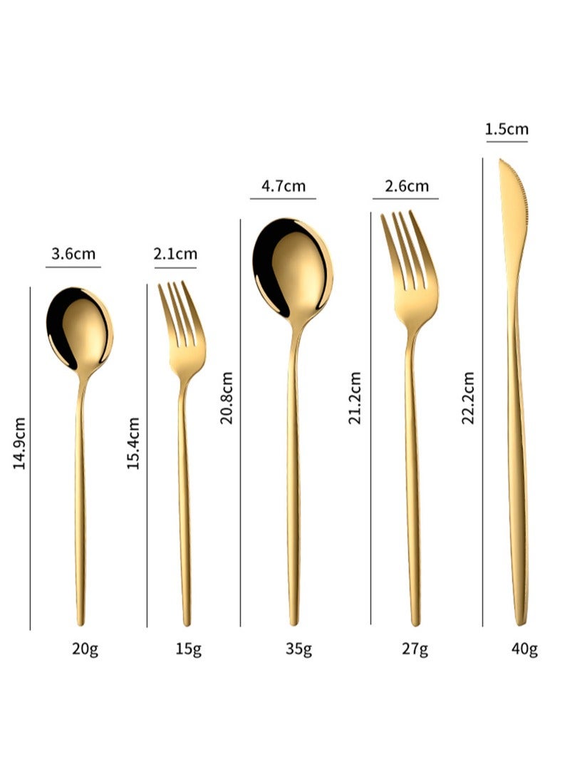 SUNHOME 30-Piece Stainless Steel Cutlery Set Gold
