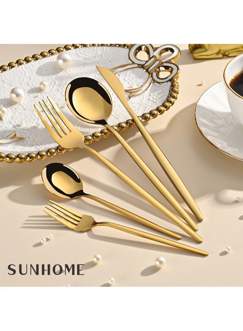 SUNHOME 30-Piece Stainless Steel Cutlery Set Gold
