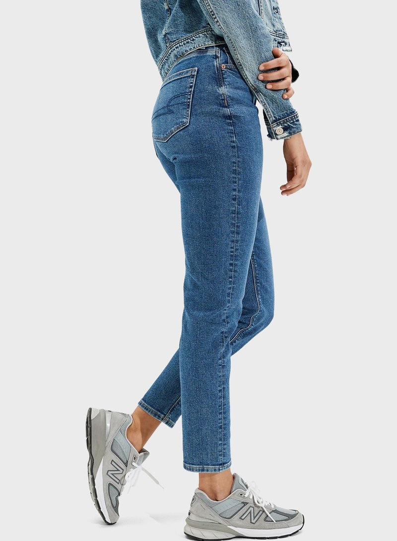 High Waist Strached Mom Jeans