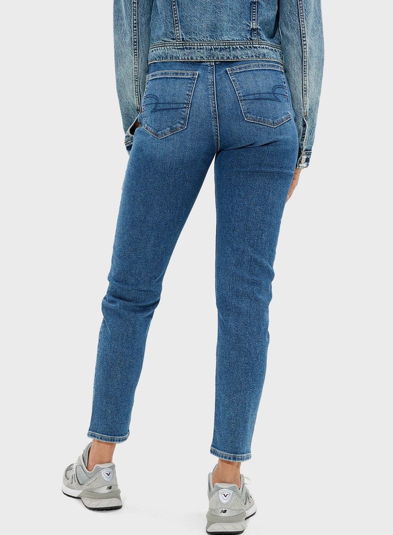 High Waist Strached Mom Jeans