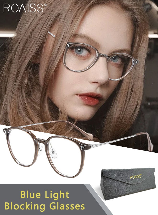 Women's Blue Light Blocking Glasses, Blue Light Filter Computer Reading Gaming TV Phones Round Eyeglasses, Fashion Anti Eyestrain Headache Eyewear