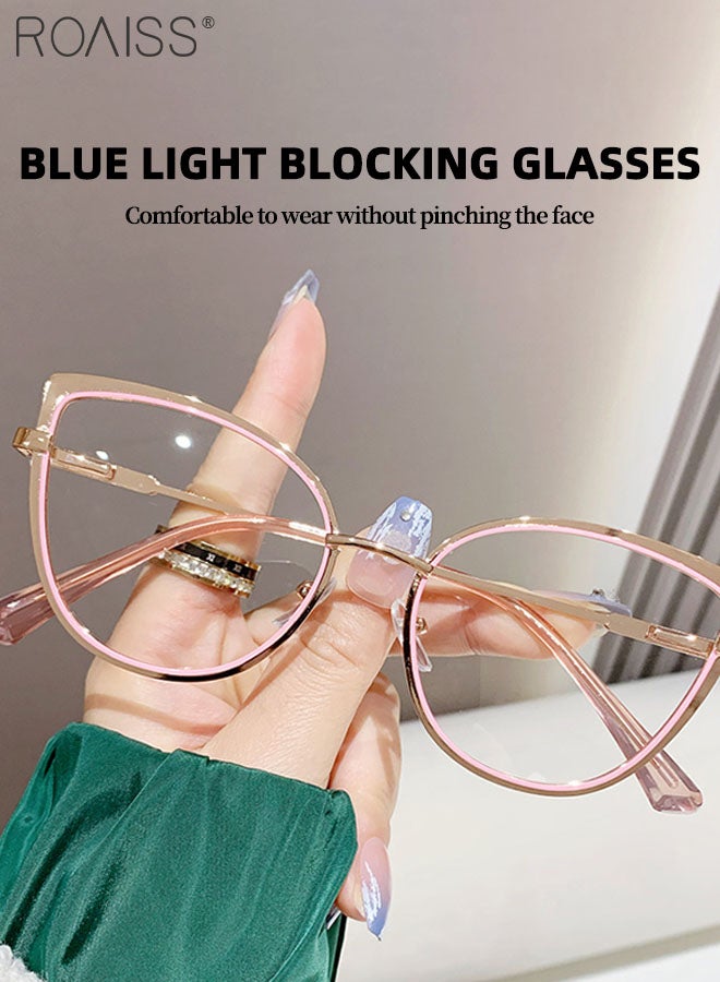 Women's Blue Light Blocking Sunglasses Anti UV and Glare Blue Light Filter Computer Glasses Cat Eye Color Changing Anti Eyestrain Headache Eyewear Pink and Rose Gold