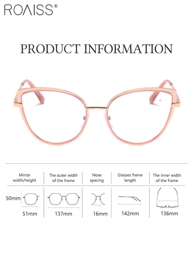 Women's Blue Light Blocking Sunglasses Anti UV and Glare Blue Light Filter Computer Glasses Cat Eye Color Changing Anti Eyestrain Headache Eyewear Pink and Rose Gold