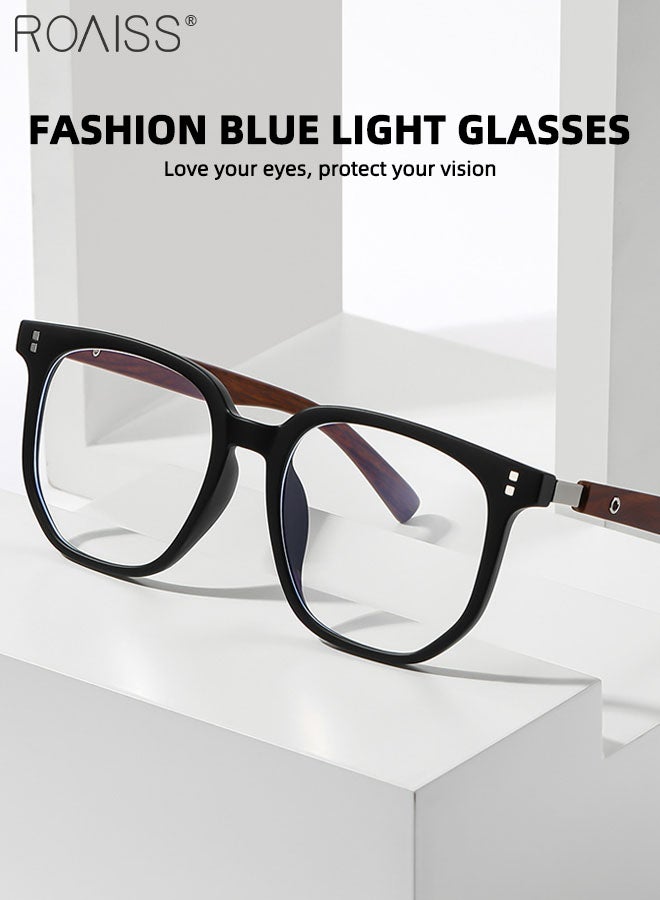 Blue Light Blocking Glasses Anti Blue Light Computer Reading Gaming TV Phones Square Eyeglasses Fashion Anti Eyestrain Headache Eyewear for Men Women Glossy Black 52mm