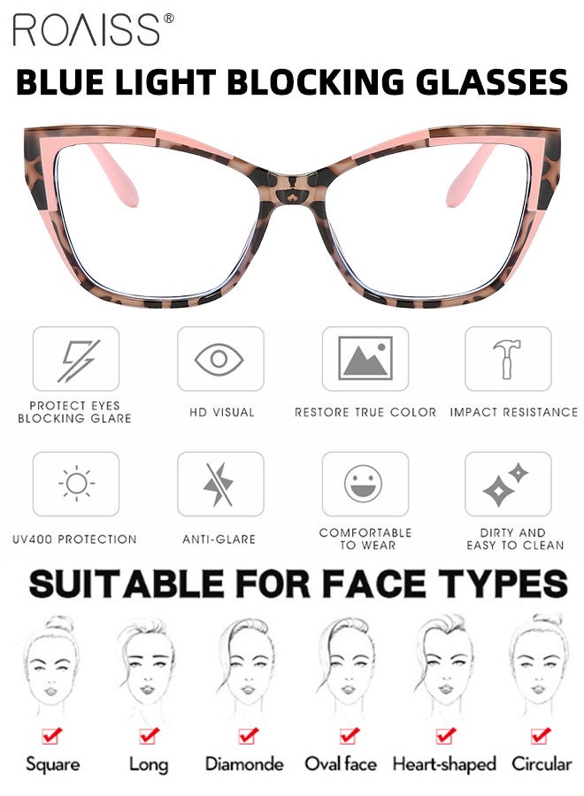 2 Pcs Cat Eye Photochromic Anti-Blue Light Eyeglasses for Women Clear Lens Fashion Glasses Frames Anti UV and Glare Blue Light Filter Computer Glasses