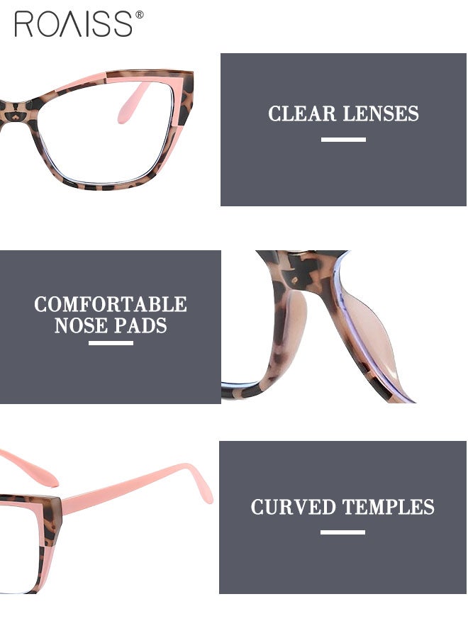 2 Pcs Cat Eye Photochromic Anti-Blue Light Eyeglasses for Women Clear Lens Fashion Glasses Frames Anti UV and Glare Blue Light Filter Computer Glasses