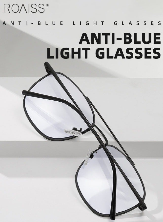 Blue Light Blocking Glasses Blue Light Filter Computer Reading Gaming TV Phones Square Eyeglasses Fashion Anti Eyestrain Headache Eyewear for Men Women Black 54mm