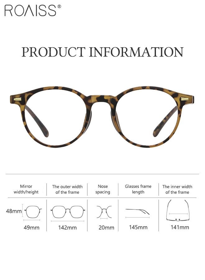 Blue Light Blocking Glasses Anti Blue Light Computer Reading Gaming TV Phones Round Eyeglasses Fashion Anti Eyestrain Headache Eyewear for Men Women Leopard 49mm