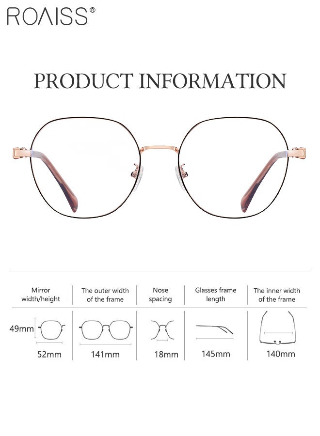 Blue Light Blocking Glasses Anti Blue Light Computer Reading Gaming TV Phones Round Eyeglasses Fashion Anti Eyestrain Headache Eyewear for Men Women Black Rose Gold 52mm