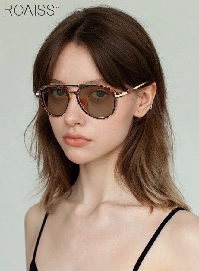 Blue Light Blocking Glasses Anti UV and Glare Blue Light Filter Computer Glasses Aviator Double Bridge Color Changing Eyewear for Men Women 52mm