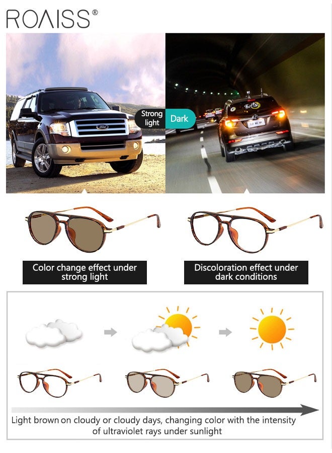 Blue Light Blocking Glasses Anti UV and Glare Blue Light Filter Computer Glasses Aviator Double Bridge Color Changing Eyewear for Men Women 52mm