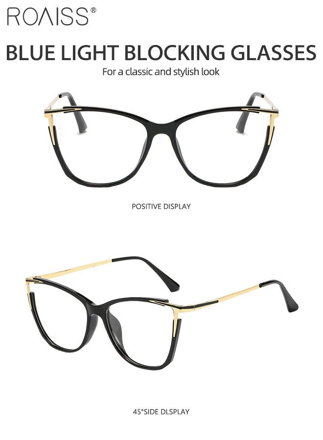 Women's Blue Light Blocking Glasses Anti UV and Glare Blue Light Filter Computer Glasses Cat Eye Color Changing Anti Eyestrain Headache Eyewear Black Gold 55mm