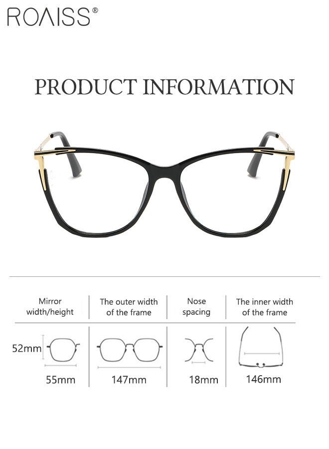 Women's Blue Light Blocking Glasses Anti UV and Glare Blue Light Filter Computer Glasses Cat Eye Color Changing Anti Eyestrain Headache Eyewear Black Gold 55mm
