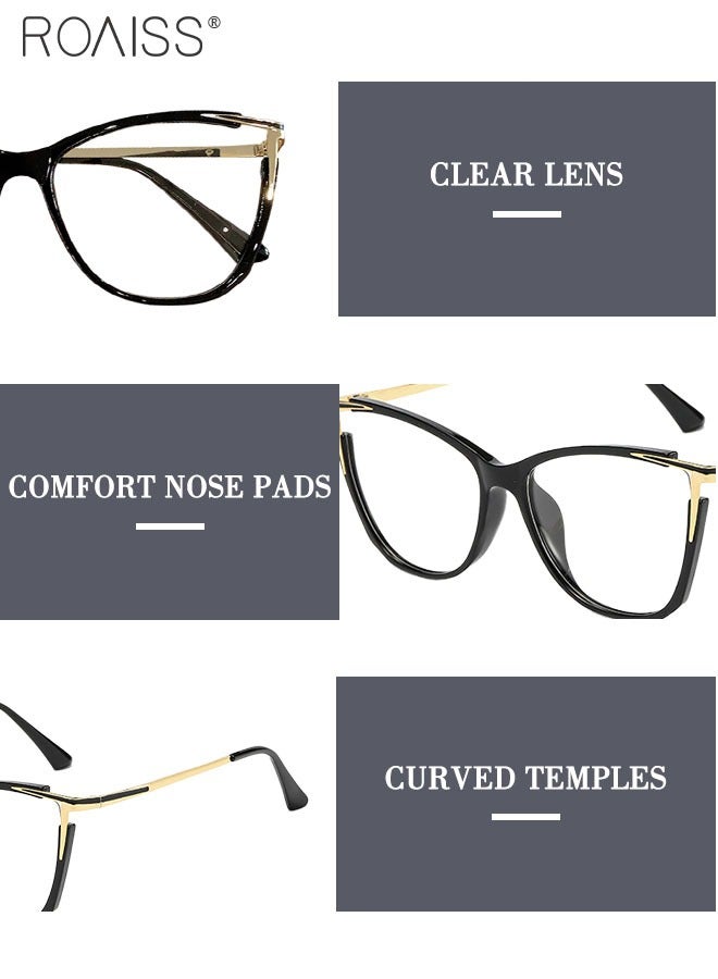 Women's Blue Light Blocking Glasses Anti UV and Glare Blue Light Filter Computer Glasses Cat Eye Color Changing Anti Eyestrain Headache Eyewear Black Gold 55mm