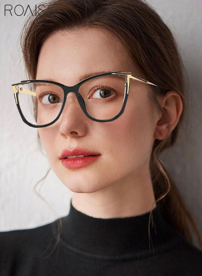 Women's Blue Light Blocking Glasses Anti UV and Glare Blue Light Filter Computer Glasses Cat Eye Color Changing Anti Eyestrain Headache Eyewear Black Gold 55mm