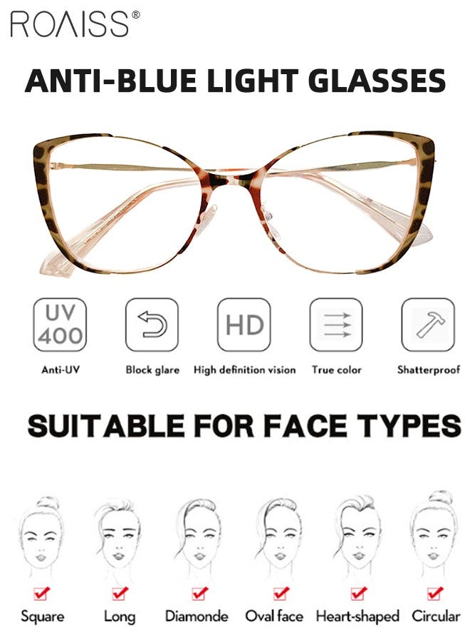 Women's Blue Light Blocking Glasses Anti UV and Glare Blue Light Filter Computer Glasses Cat Eye Color Changing Anti Eyestrain Headache Eyewear Tortoiseshell Gold 52mm