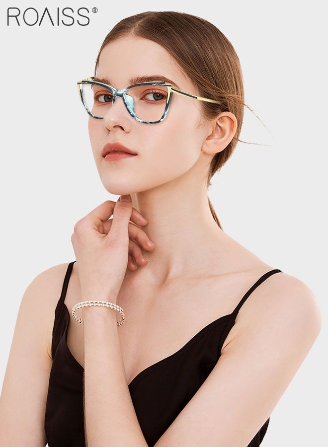 Blue Light Blocking Glasses for Women Anti UV and Glare Blue Light Filter Computer Glasses Cat Eye Color Changing Anti Eyestrain Headache Eyewear 55mm