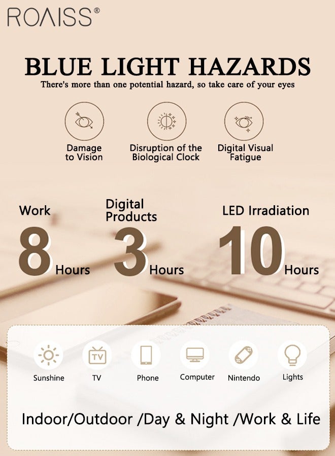 Retro Blue Light Blocking Glasses Anti Blue Light Non-prescription Computer Reading Gaming TV Phones Oval Eyeglasses Fashion Anti Eyestrain Headache Eyewear for Men Women Black 53mm