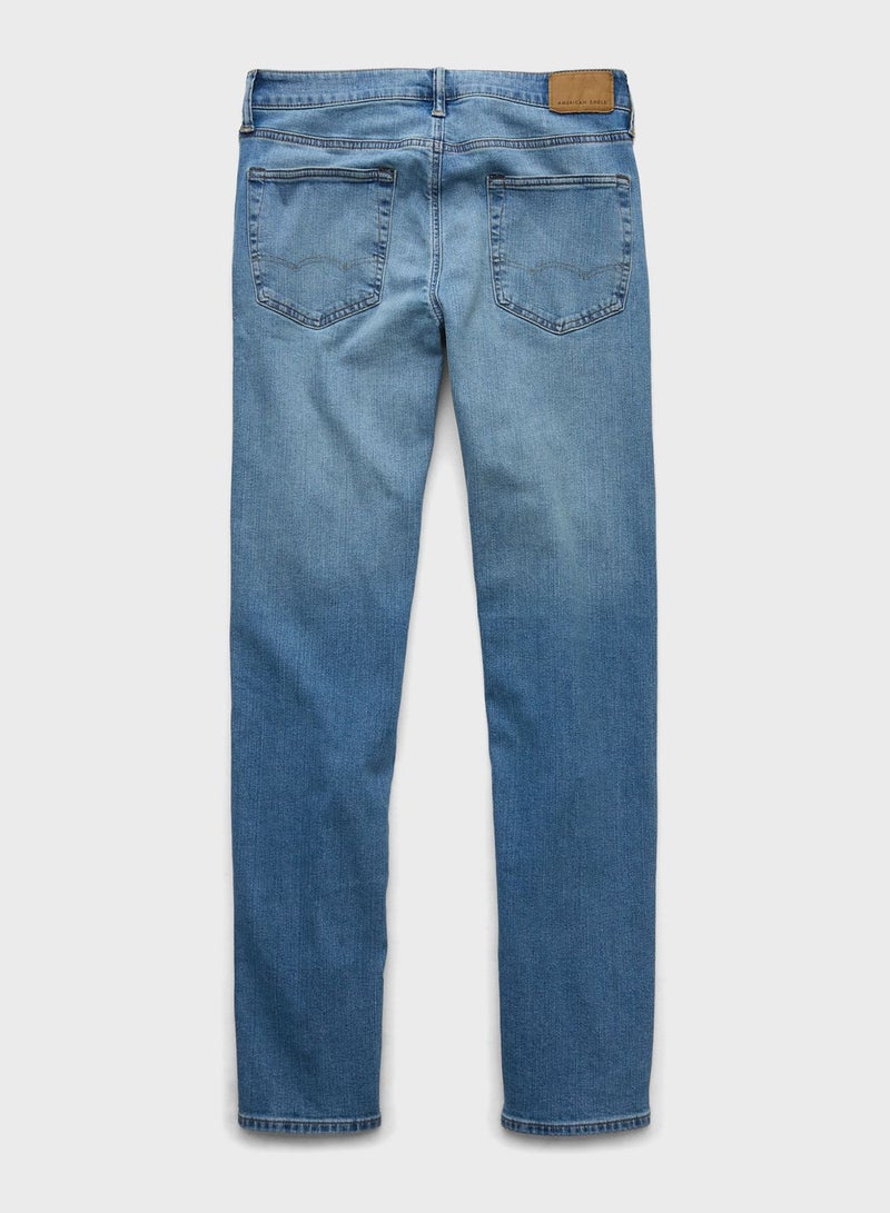 Light Wash Straight Fit Jeans