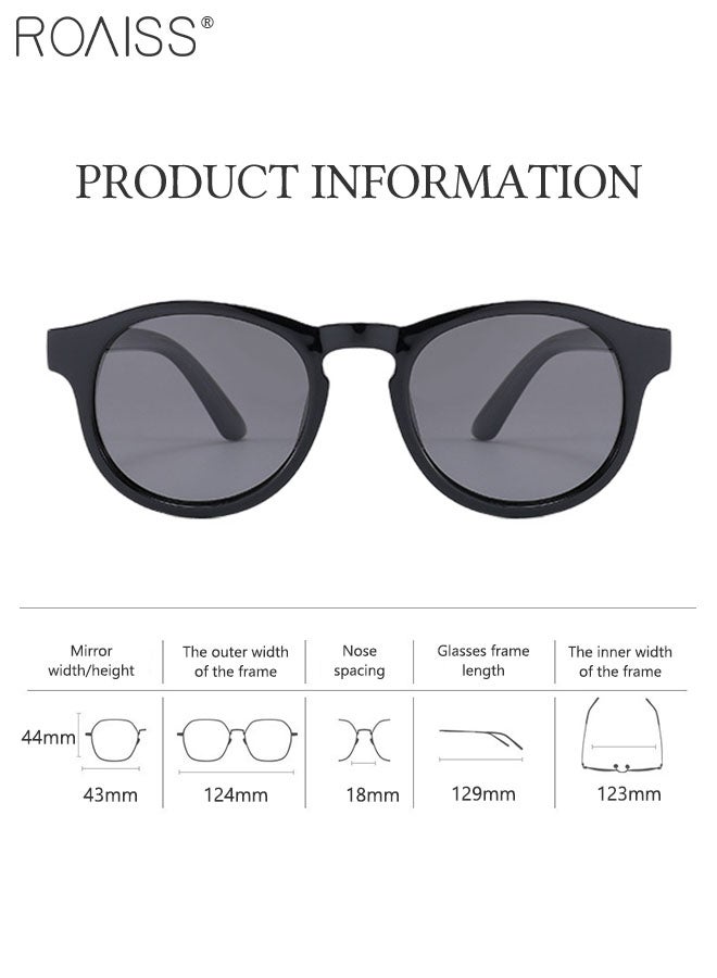 Round Polarized Sunglasses for Kids, UV400 Protection Cute Beach Holiday Sun Glasses with Lightweight Flexible TPEE Frame for Boys Girls and Children Age 3-12, Black