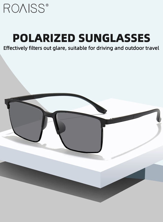 Men's Polarized Rectangular Sunglasses, UV400 Protection Sun Glasses, Fashion Anti-glare Sun Shades, Suitable for Men Driving, Fishing, Traveling, 59mm