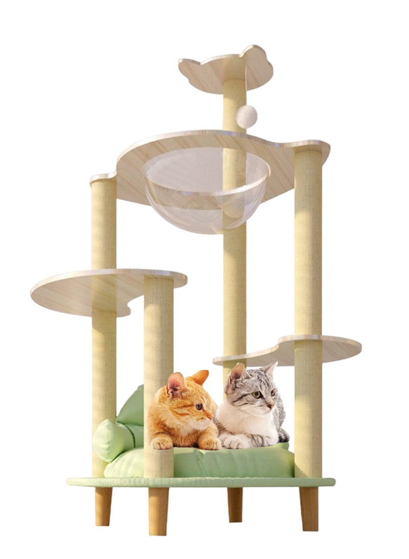 Wooden Pet Cat Climbing Frame Cat Tree Toy With Cat House Cat Jumping Platform Claw Scratching Post 50*60*115cm