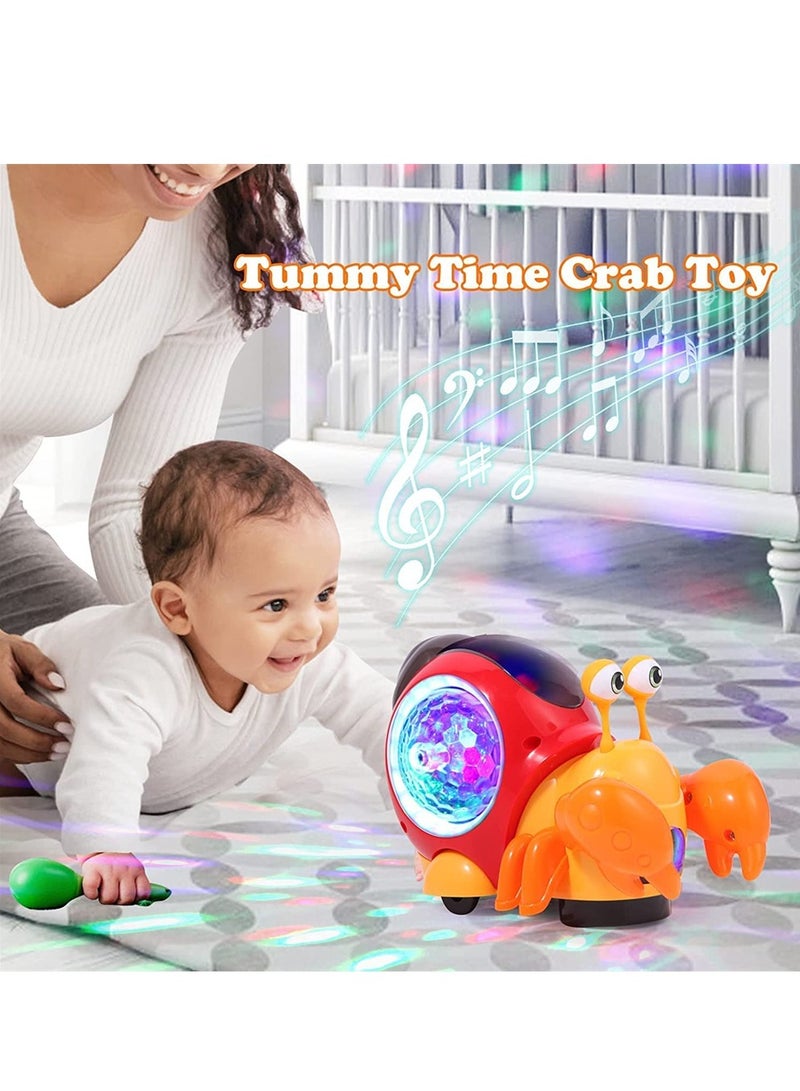 Crawling Crab Toy, Interactive Walking Dancing Toy with Music Sounds & Lights, Automatically Avoid Obstacles, Moving Toddler Toys for Kids Infants, Musical Light up Toys for Babies, Toddlers