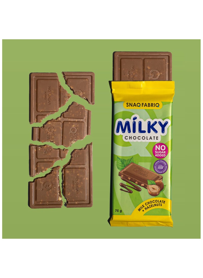 Milky Chocolate Bar with Milk Chocolate and Hazelnuts No Sugar Added 4x75g