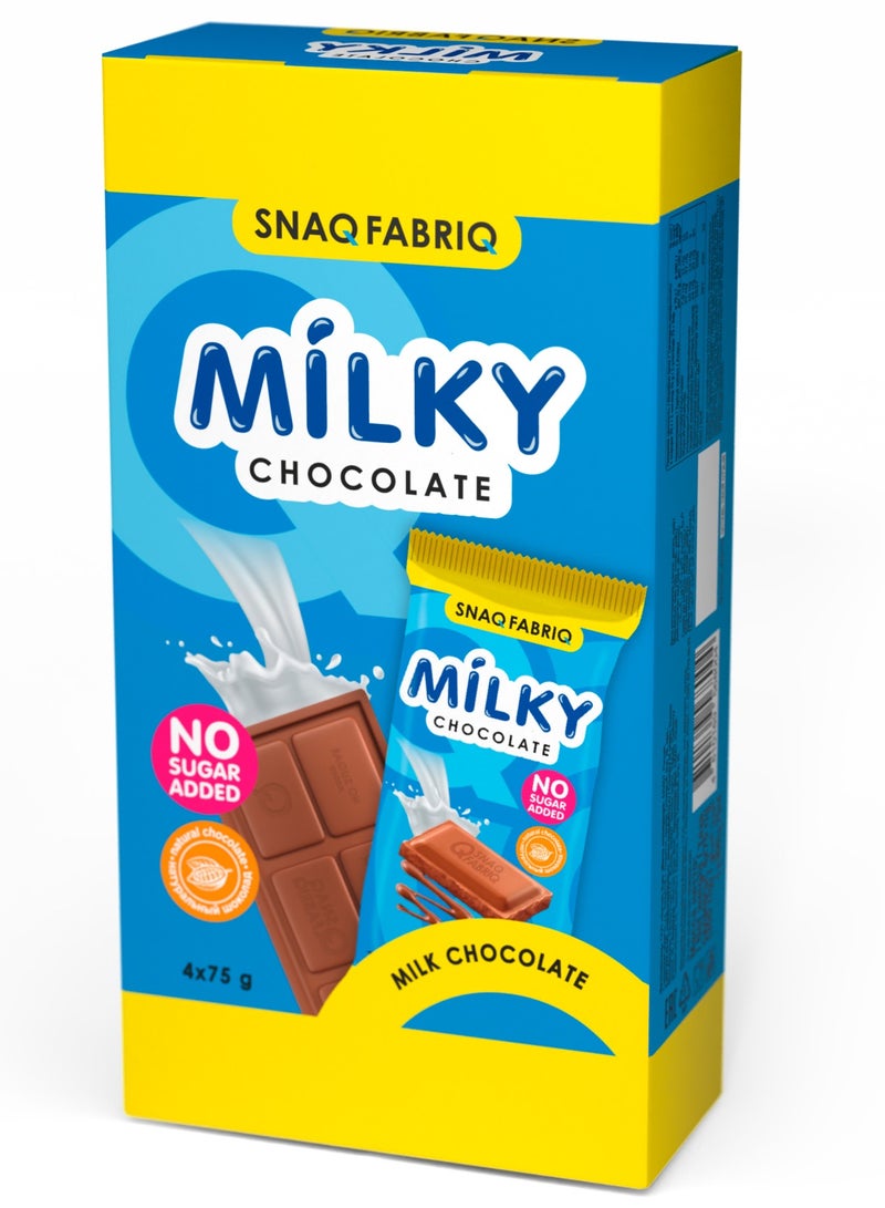 Milky Chocolate Bar with Milk Chocolate No Sugar Added 4x75g