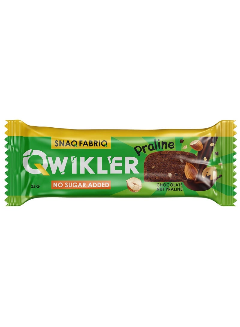 Qwikler Bar with Chocolate Nut Praline No Sugar Added 12x35g