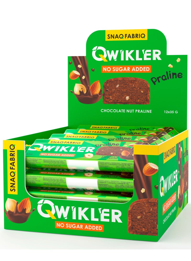 Qwikler Bar with Chocolate Nut Praline No Sugar Added 12x35g