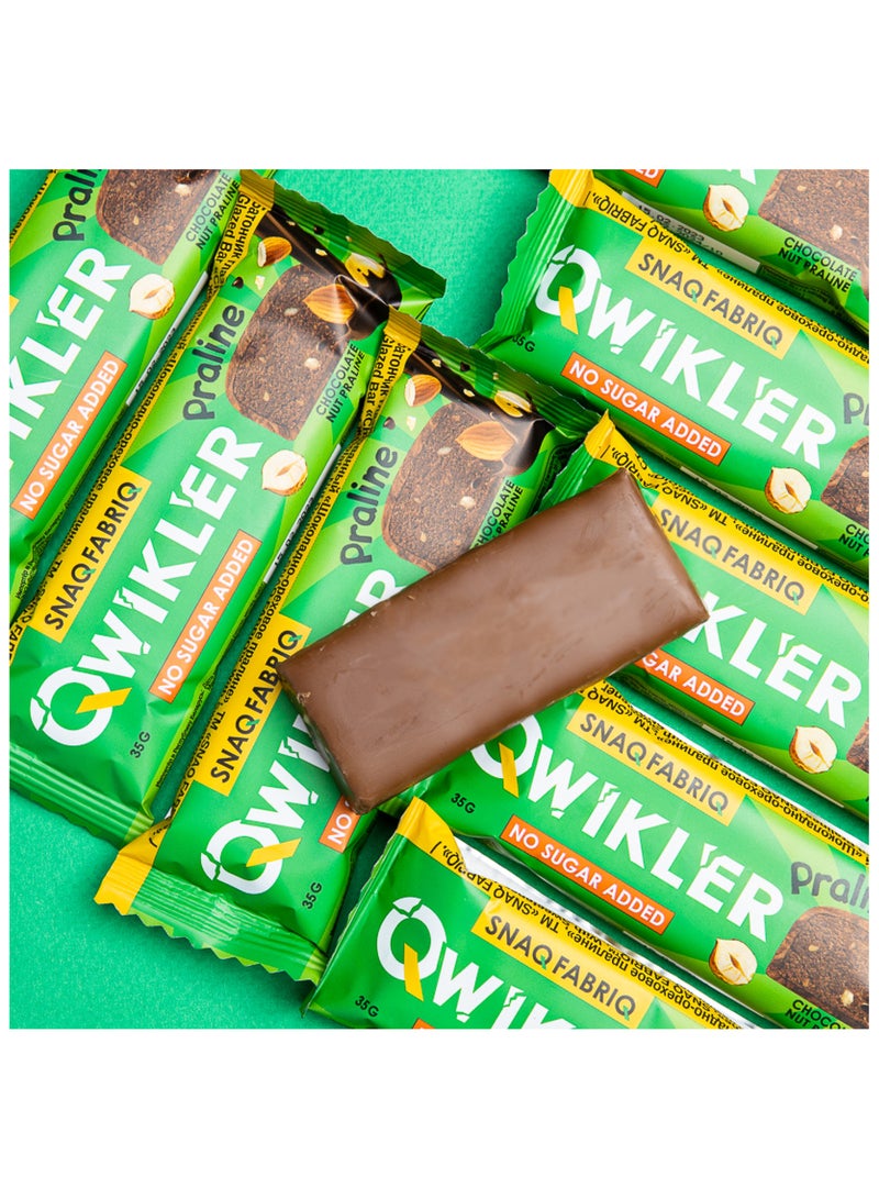 Qwikler Bar with Chocolate Nut Praline No Sugar Added 12x35g