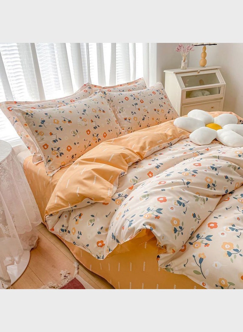 Orange floral bedding set