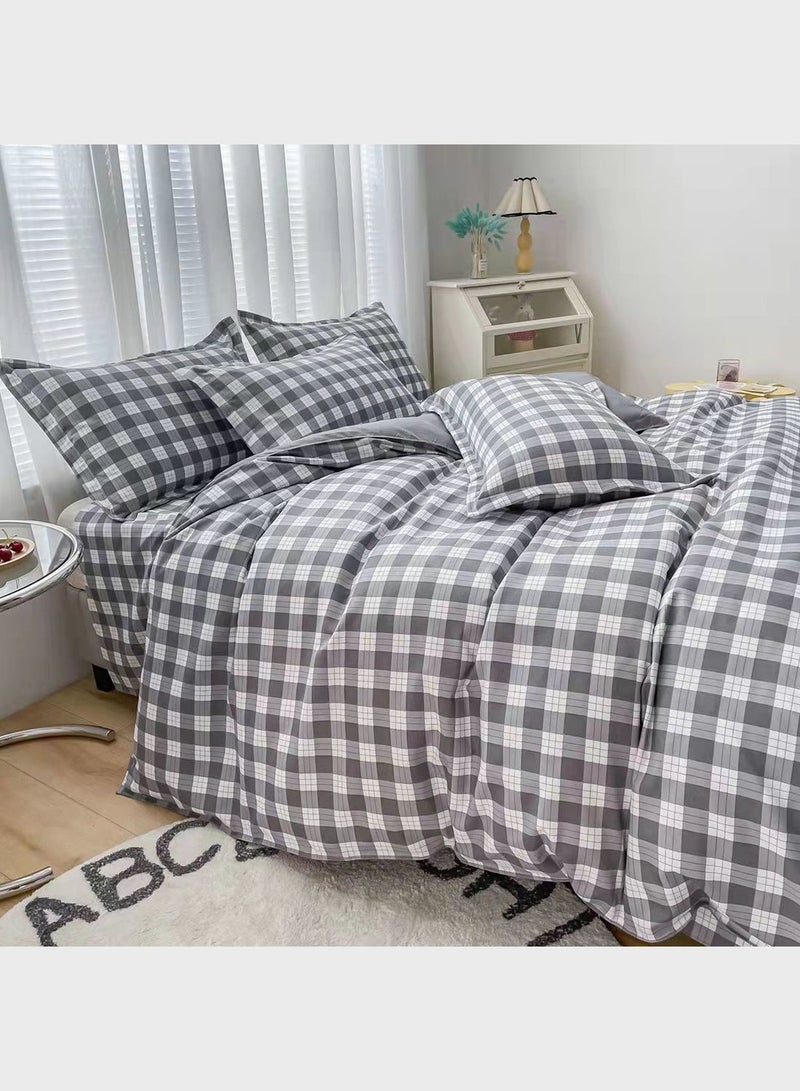 Grey&white small grid bedding set