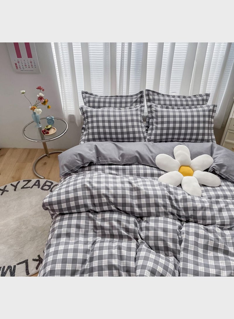 Grey&white small grid bedding set