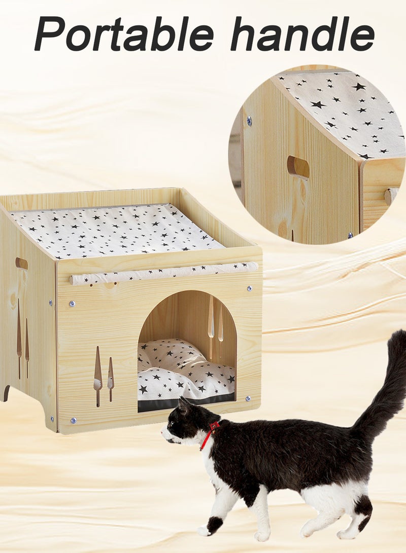 Wooden Pet House Cat Nest Universal Enclosed Cat House Hidden Cat Cave Cat Cage Cat Climbing Frame Cat Box Cabinet Cat Hideaway Wood Cabinet Indoor Pet House