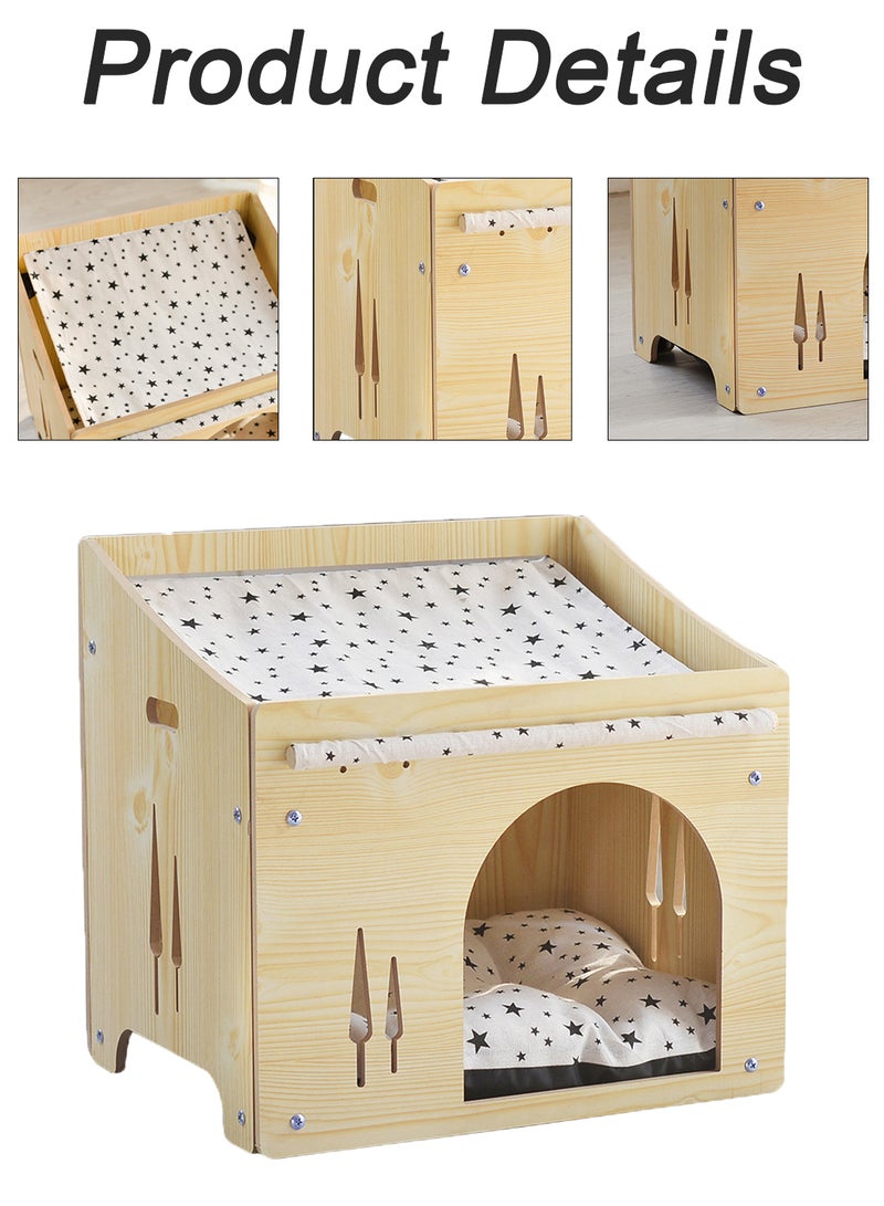 Wooden Pet House Cat Nest Universal Enclosed Cat House Hidden Cat Cave Cat Cage Cat Climbing Frame Cat Box Cabinet Cat Hideaway Wood Cabinet Indoor Pet House