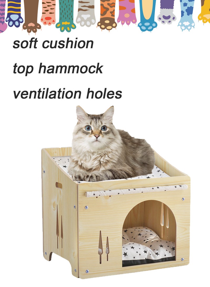 Wooden Pet House Cat Nest Universal Enclosed Cat House Hidden Cat Cave Cat Cage Cat Climbing Frame Cat Box Cabinet Cat Hideaway Wood Cabinet Indoor Pet House